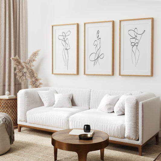 Contour Figures Trio – Minimal Line Art Set of 3