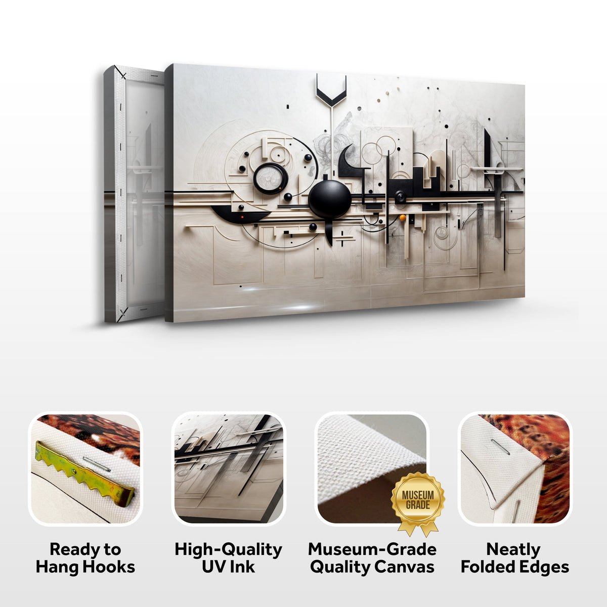 Architectural Harmony, Geometric Canvas Wall Art, Modern Neutral Home Decor