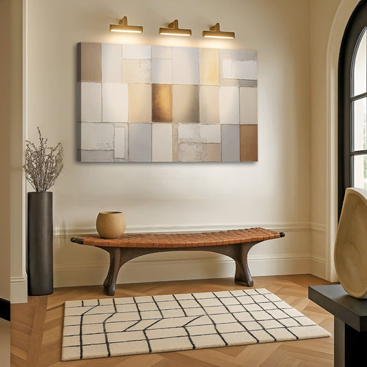 Earth Tone Mosaic, Geometric Canvas Wall Art, Modern Neutral Home Decor