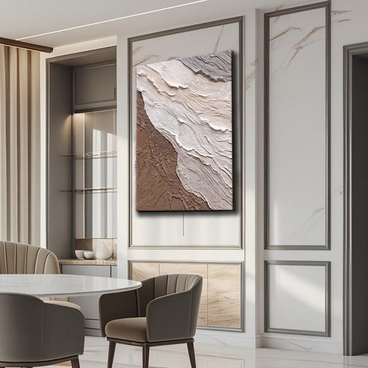 Earthen Drift – Abstract Neutral Waves Canvas Art