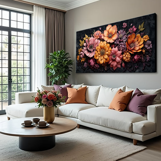 Autumn Blossom Arrangement, Floral Canvas Wall Art, Elegant Botanical Home Decor