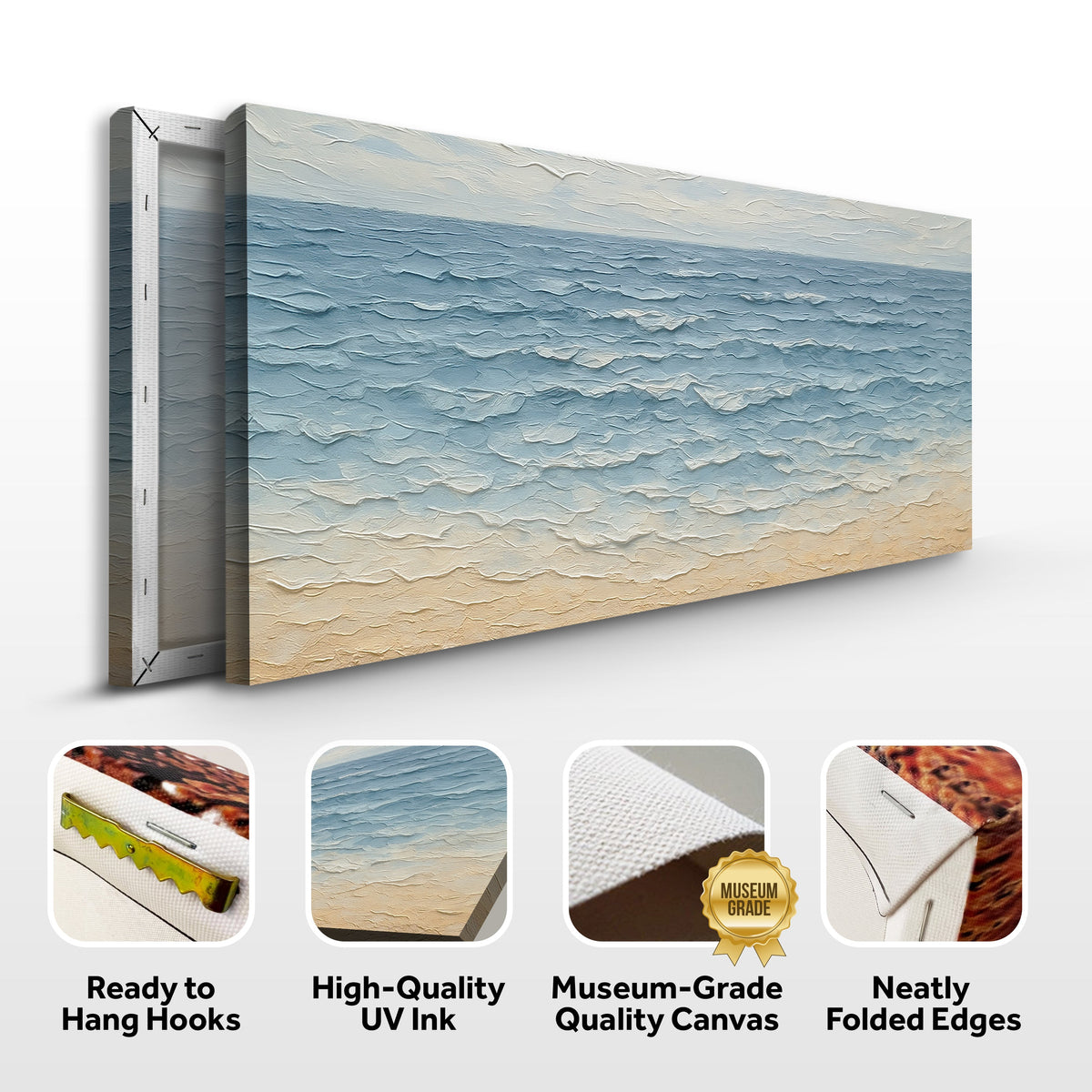 Coastal Whisper, Ocean Canvas Wall Art, Serene Beach House Decor
