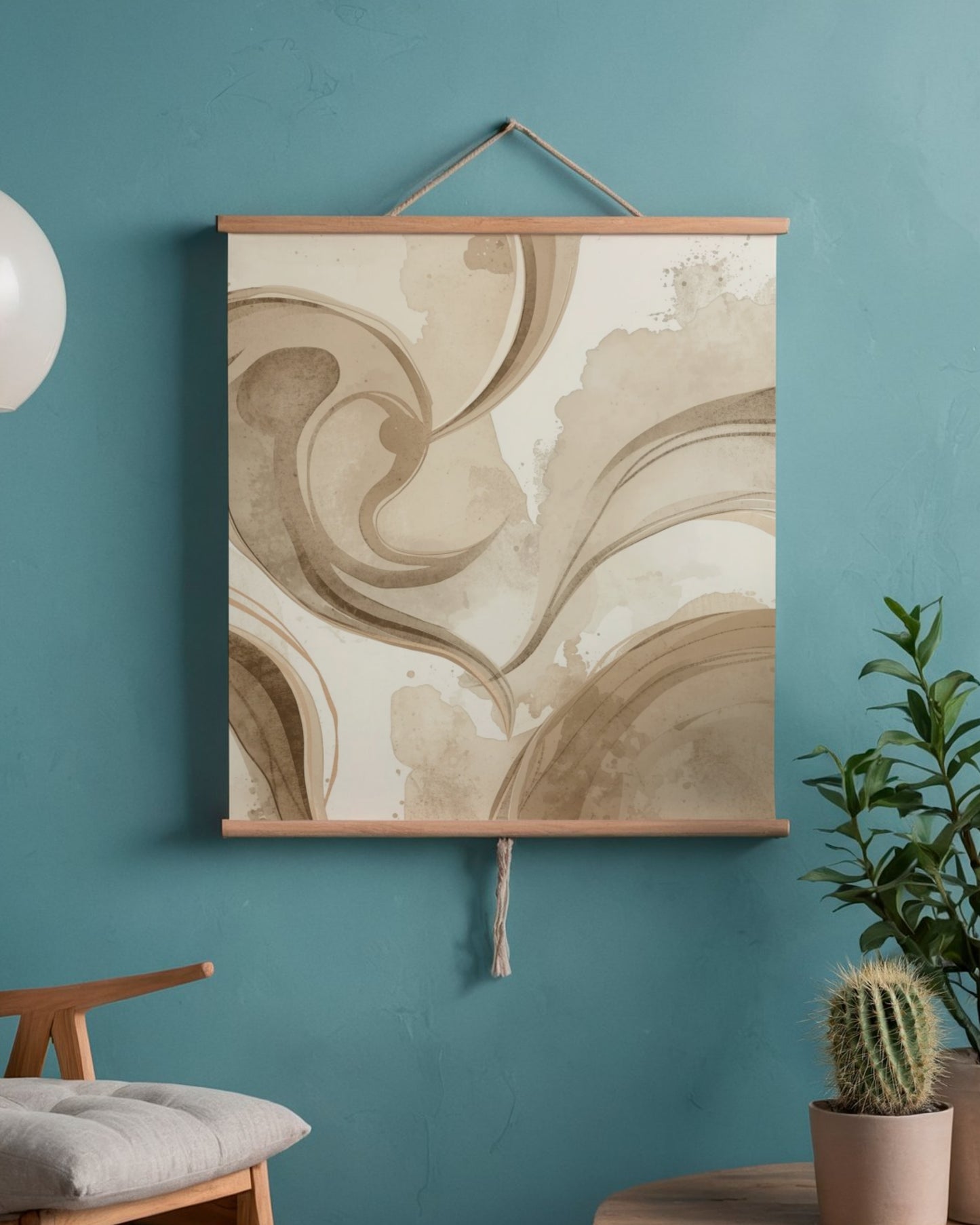Amber Haze — Warm Neutral Abstract Flow Wall Art (4:5 Ratio Digital Download)