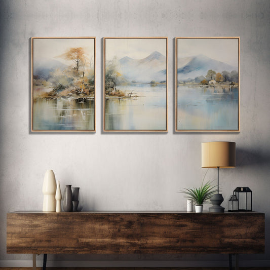 Lakeview Mountain Reflections – 3 Piece Canvas Wall Art