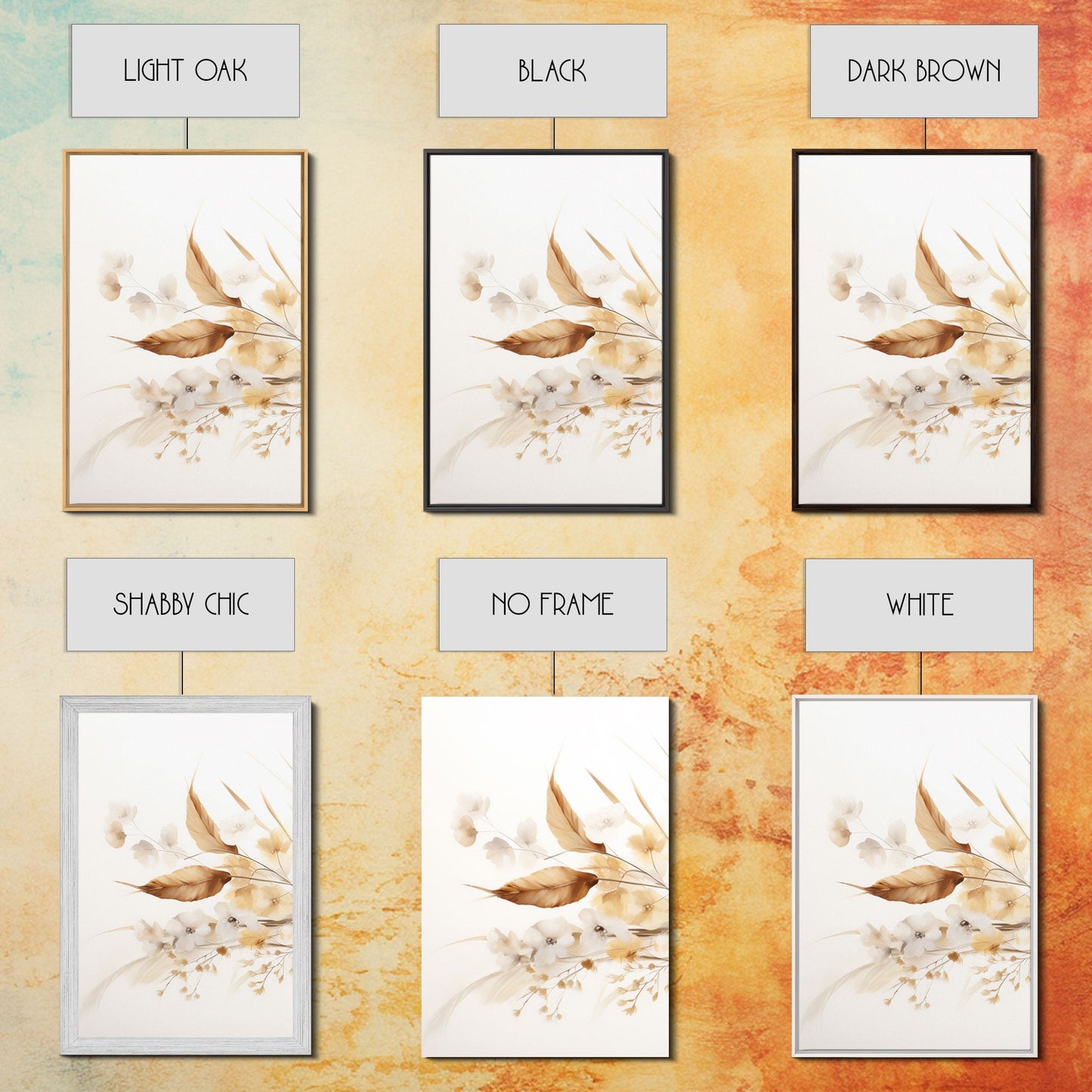 Minimalist Wildflower Trio – 3 Piece Framed Canvas Wall Art