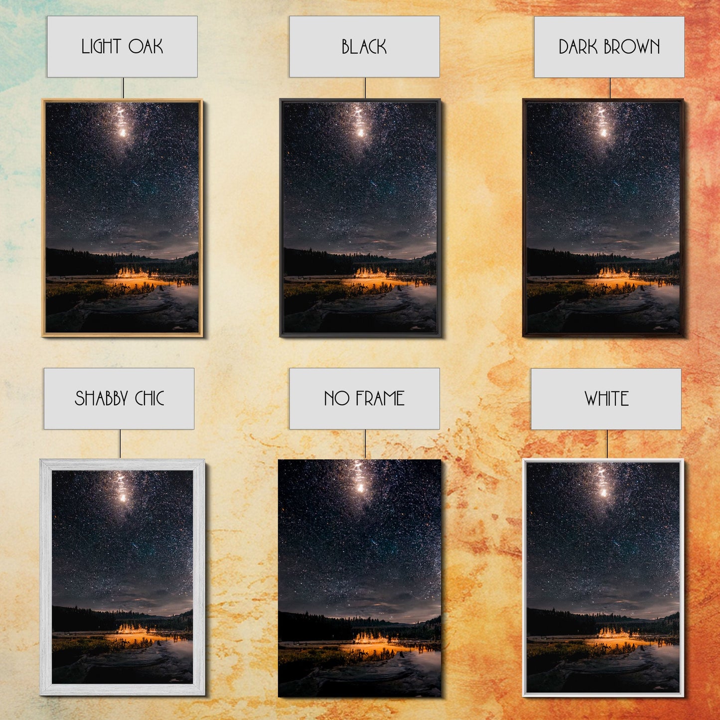 Starry Night Sky Over Montana – 3 Piece Wall Art Set, Travel Photography Canvas, Ready‑to‑Hang Triptych