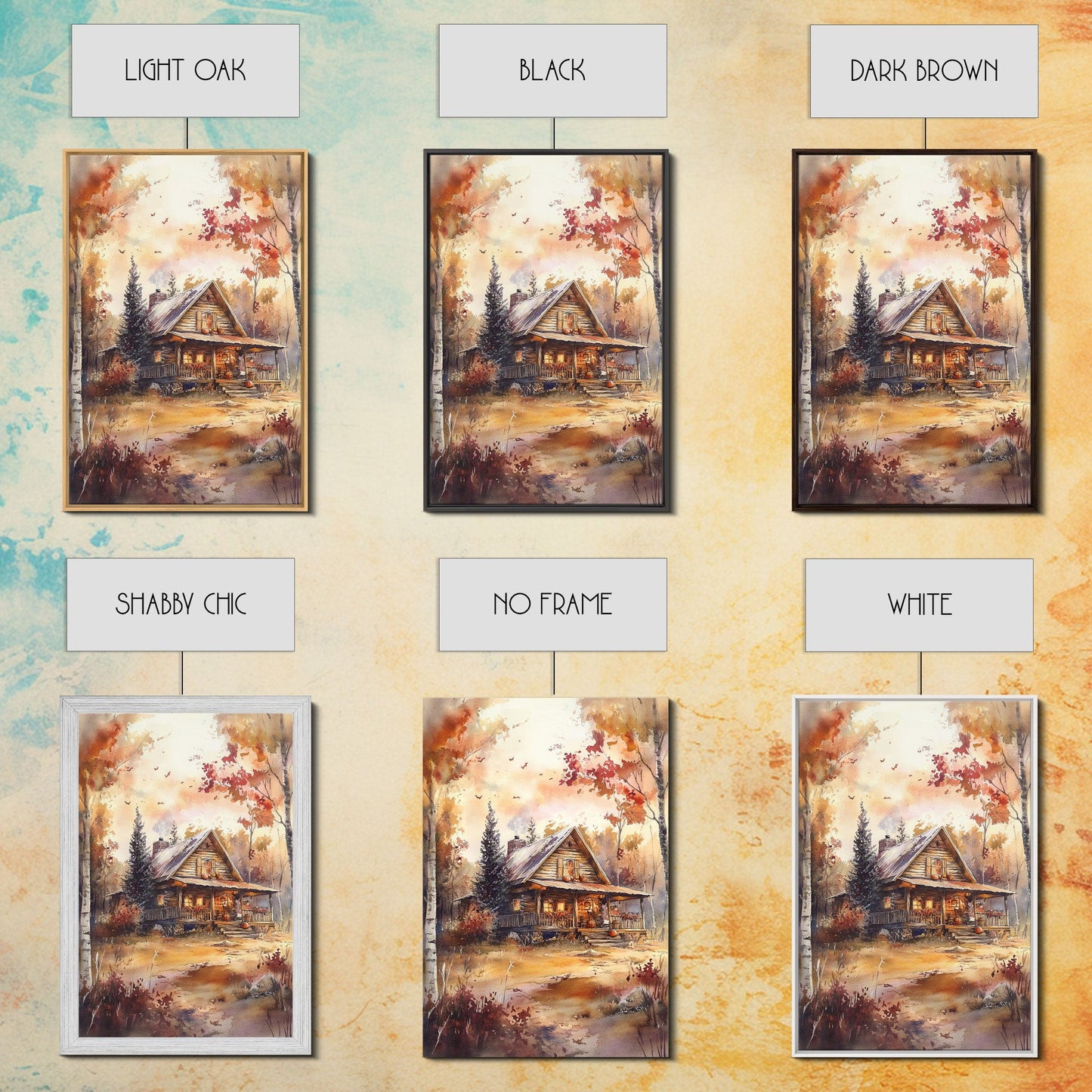 Autumn Cabin Glow – Rustic Woodland Wall Art