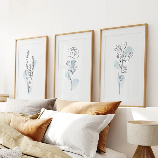 Pastel Bloom Trio – Botanical Line Art Set