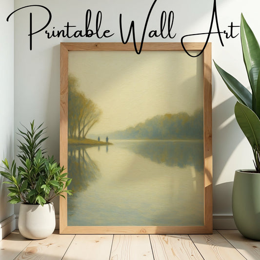 Stillwater Morning – Quiet Autumn Lake Wall Art Print