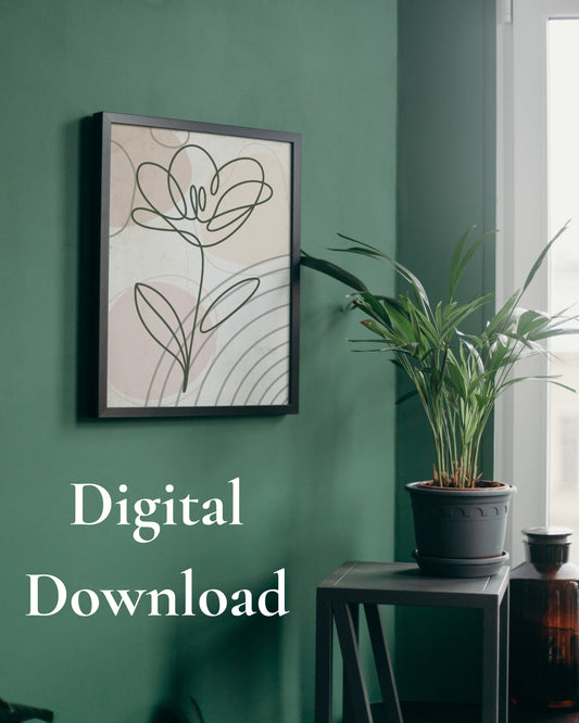 Softly Rooted — Minimalist Botanical Line Art Print (4:5 Ratio Digital Download)