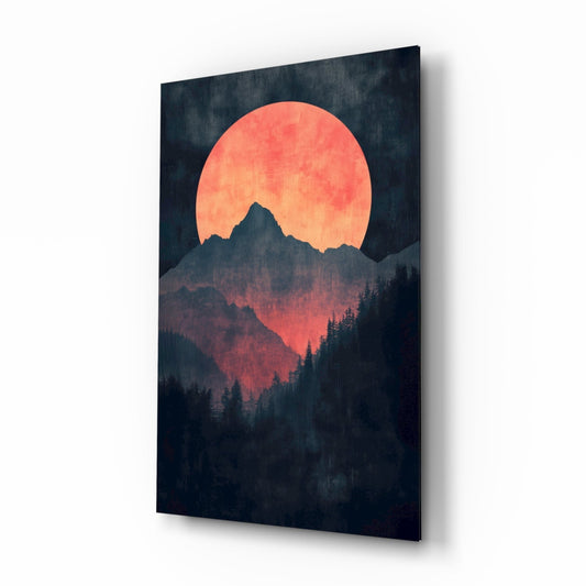 Red Moon Rising – Glass Wall Art
