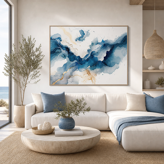 Tideglass Flow — Serene Coastal Abstract Wall Art (4:5 Ratio Digital Download)