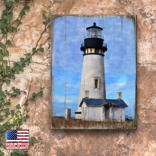 Lighthouse Coastal Block Art – Handcrafted Wooden Wall Decor