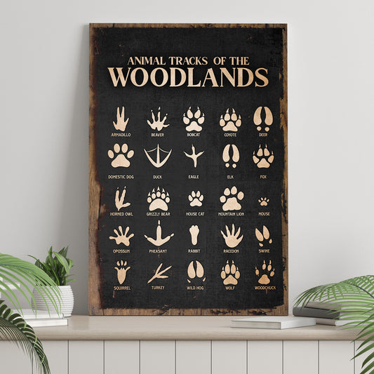 Animal Tracks of the Woodlands – Rustic Nature Guide Wall Art
