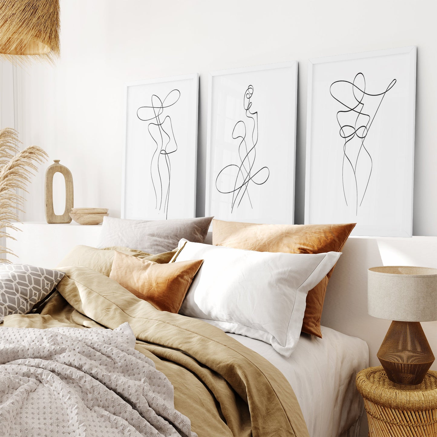 Contour Figures Trio – Minimal Line Art Set of 3