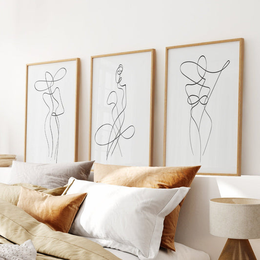 Contour Figures Trio – Minimal Line Art Set of 3
