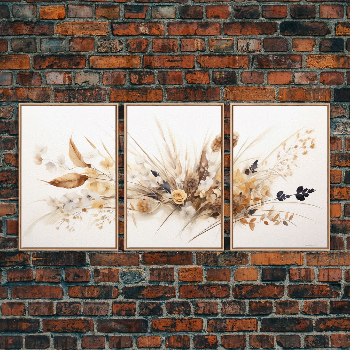 Minimalist Wildflower Trio – 3 Piece Framed Canvas Wall Art