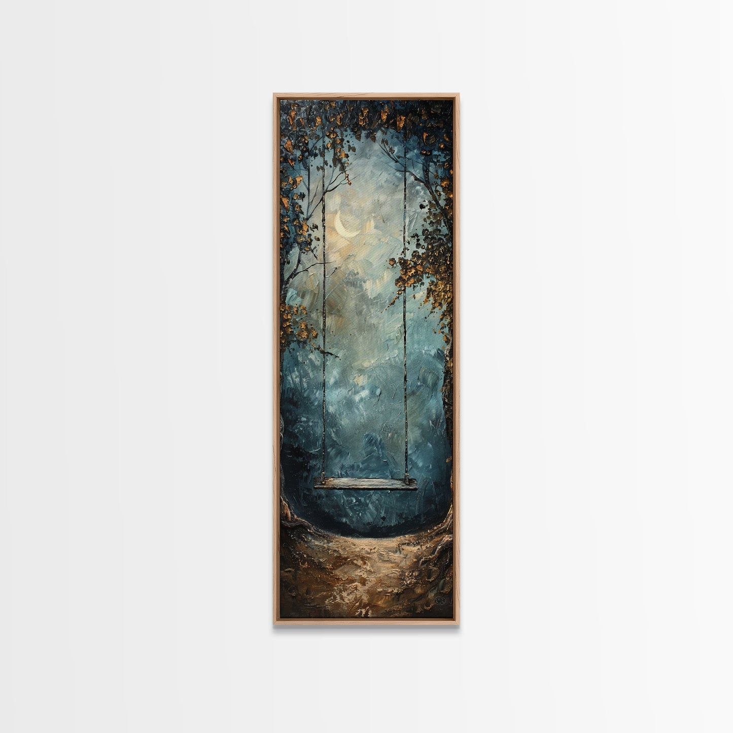 Tree Swing at Midnight – Framed Canvas Wall Art