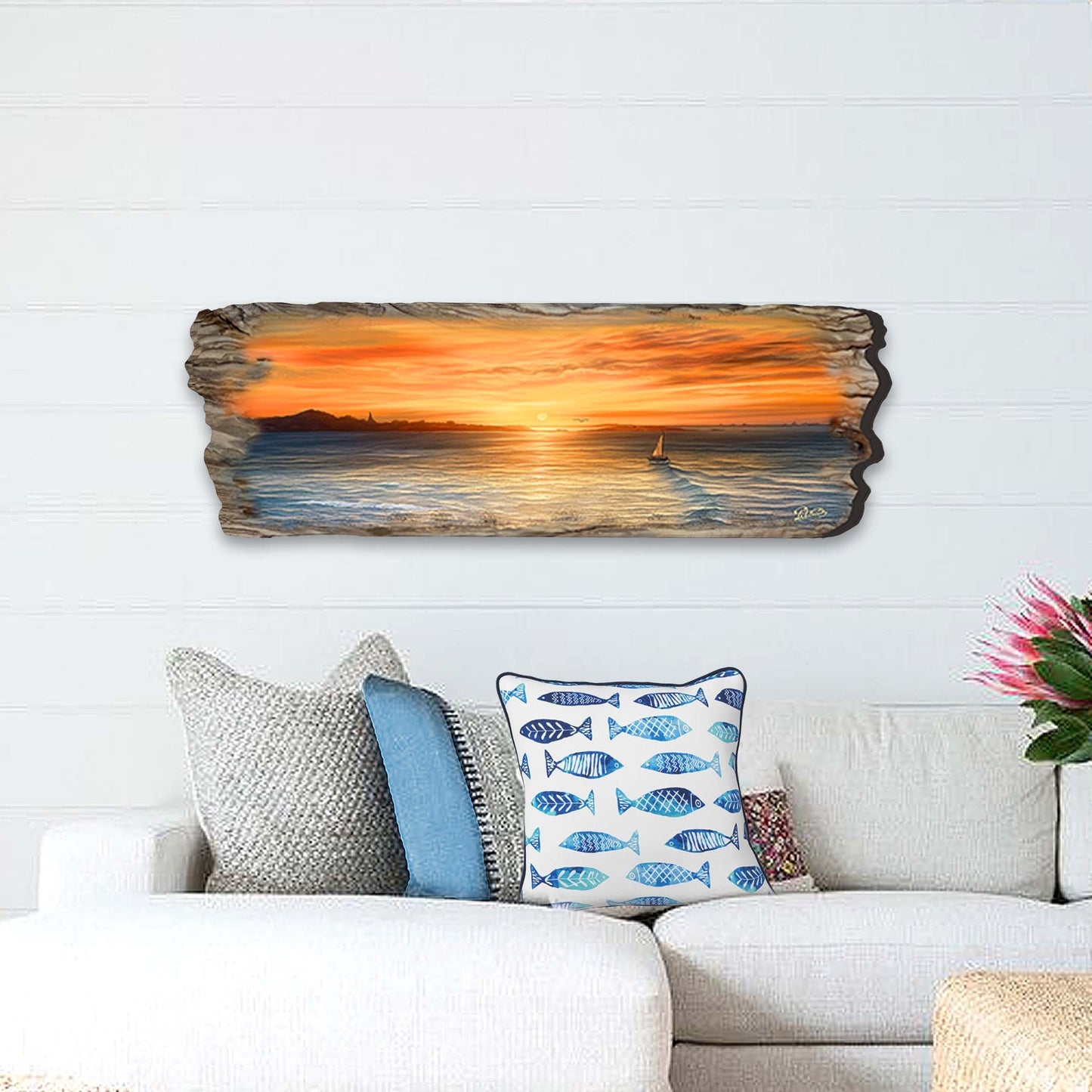 Ocean Sunset Seascape – Handcrafted Wooden Coastal Wall Art