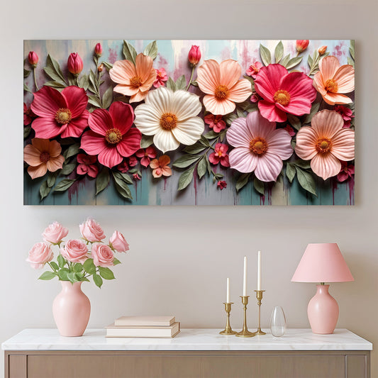 Colorful Floral Bouquet, Floral Canvas Wall Art, Cottagecore Botanical Decor