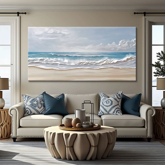 Shoreline Serenity, Ocean Canvas Wall Art, Coastal Beach House Decor
