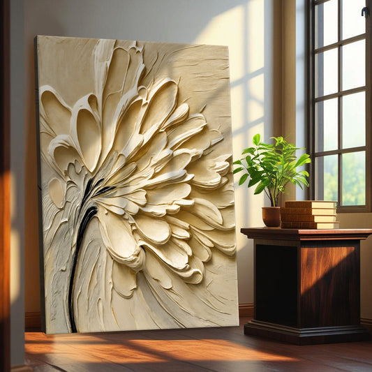 Sculpted Petals – Neutral Floral Canvas Art