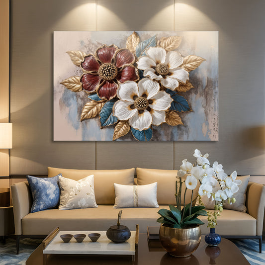 Floral Symphony II, Floral Canvas Wall Art, Elegant Botanical Home Decor