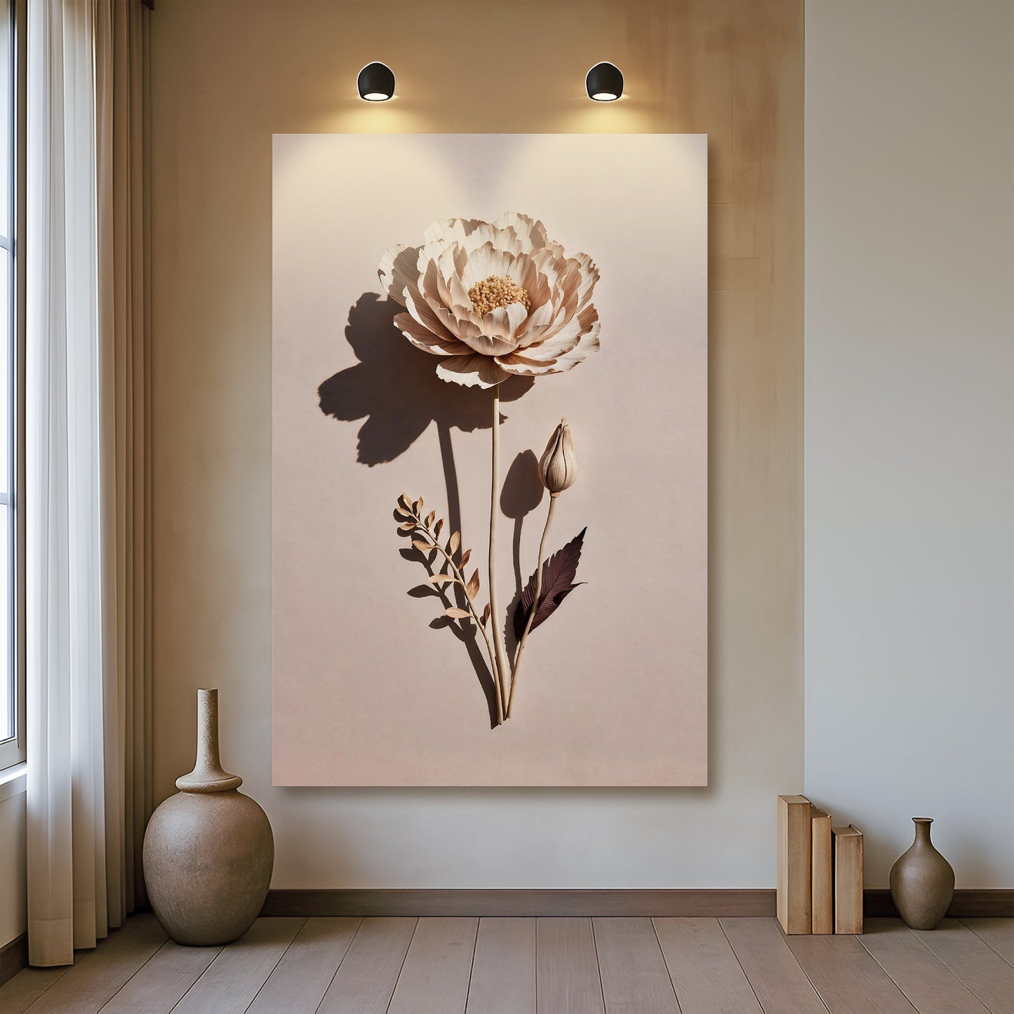 Shadowed Bloom – Minimalist Floral Wall Art