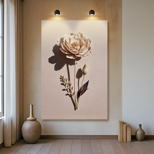 Shadowed Bloom – Minimalist Floral Wall Art