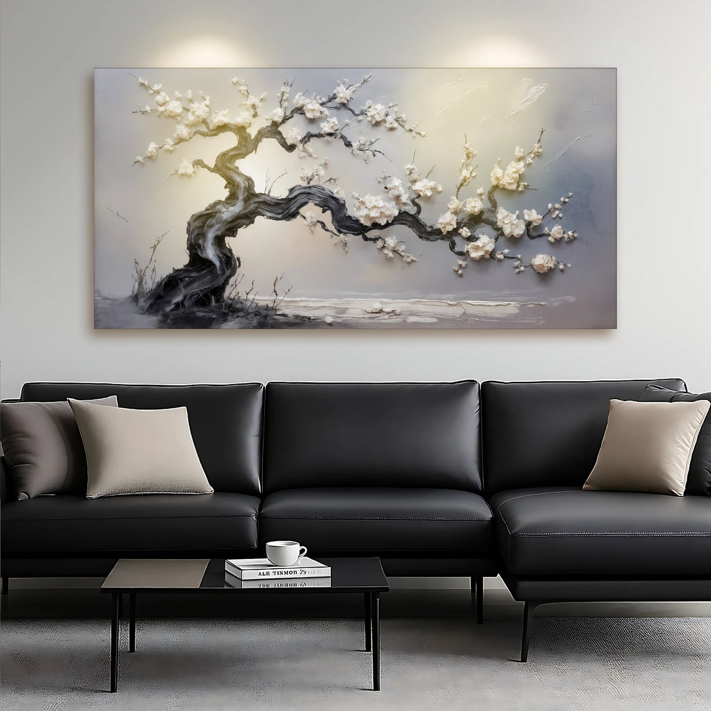 White Blossom Serenity – Textured Modern Tree Wall Art