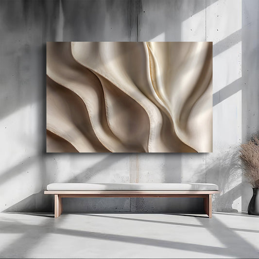 Beyond the Surface – Neutral 3D Abstract Waves Canvas Wall Art