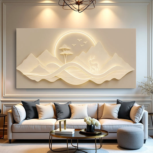 Golden Ridge Serenity – Modern Mountain Landscape Canvas Wall Art