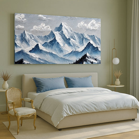 Peaks of Stillness, Mountain Canvas Wall Art, Modern Nature-Inspired Decor