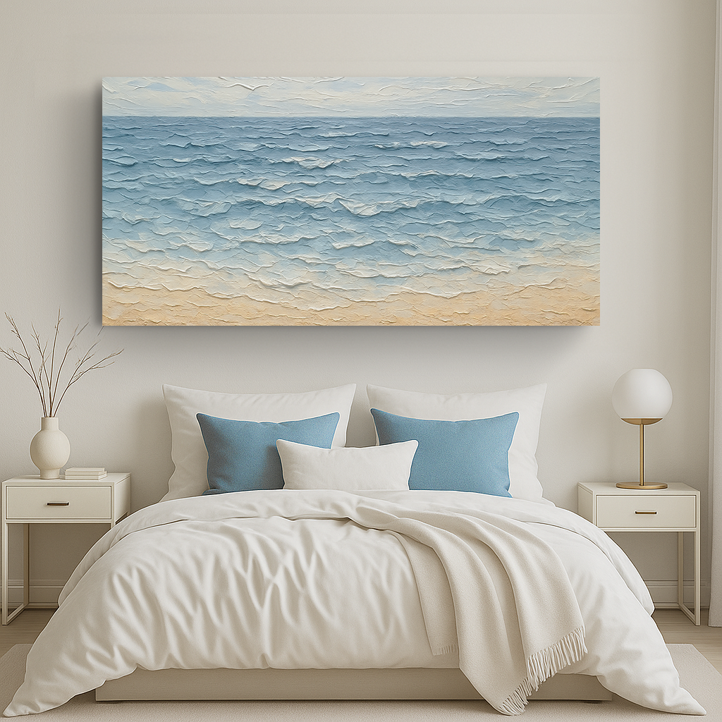 Coastal Whisper, Ocean Canvas Wall Art, Serene Beach House Decor