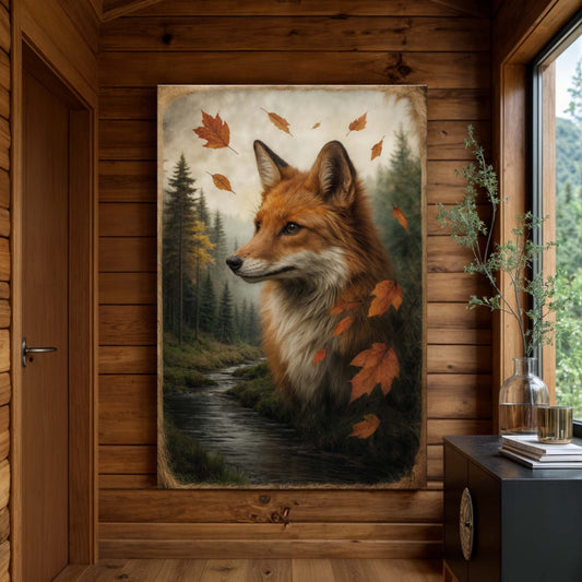 Autumn Sentinel – Woodland Fox Canvas Art