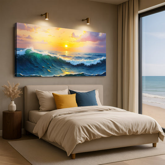 Waterscape Abstract XII – Sunset Wave Horizon Wall Art