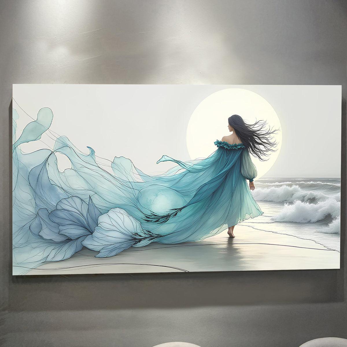 Ocean Breeze Reverie, Coastal Canvas Wall Art, Serene Beach Home Decor