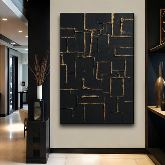 Midnight Geometry, Abstract Canvas Wall Art, Modern Luxury Home Decor