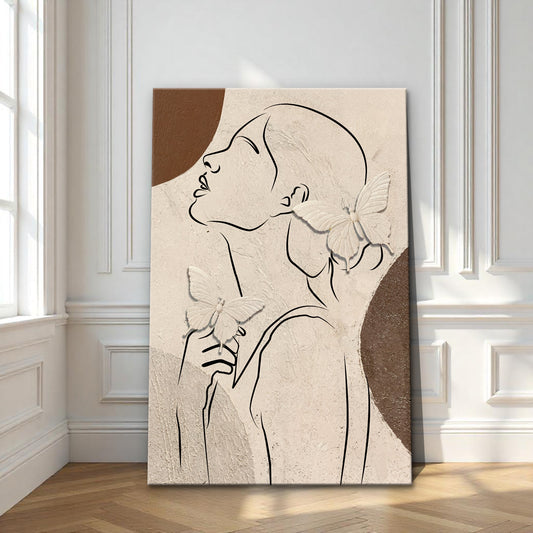 Butterfly Reverie – Textured Line Art Canvas