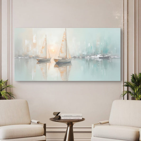 Soft Sailboats at Dawn – Canvas Wall Art