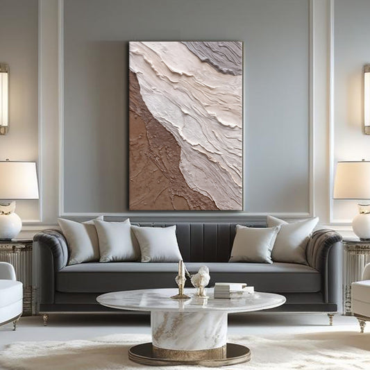Earthen Drift – Abstract Neutral Waves Canvas Art