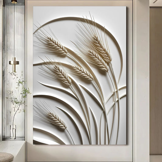 Golden Wheat Relief – 3D Minimalist Wall Art