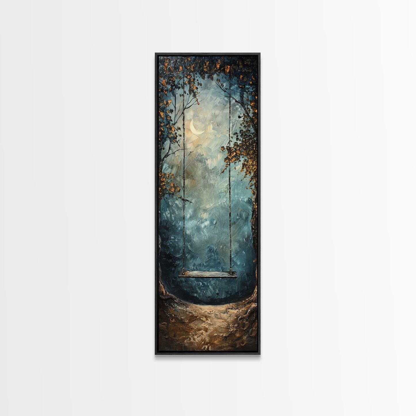 Tree Swing at Midnight – Framed Canvas Wall Art