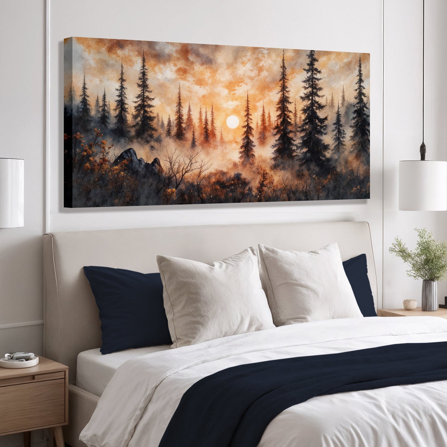 Rustic Forest Sunset – Atmospheric Landscape Canvas Wall Art