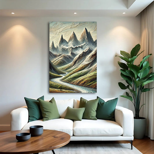 Highland River Path – Abstract Mountain Landscape Wall Art II
