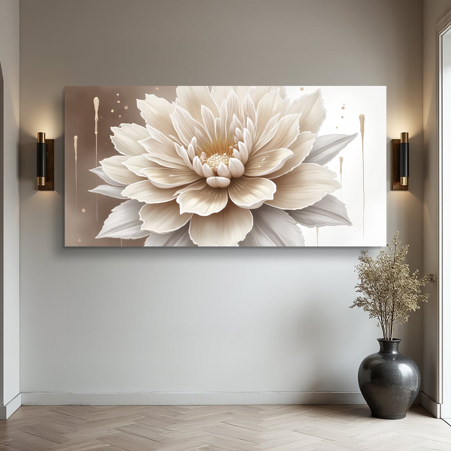 Beige Bloom Elegance – Abstract Floral Canvas Wall Art
