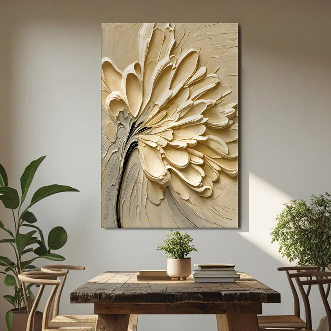 Sculpted Petals – Neutral Floral Canvas Art