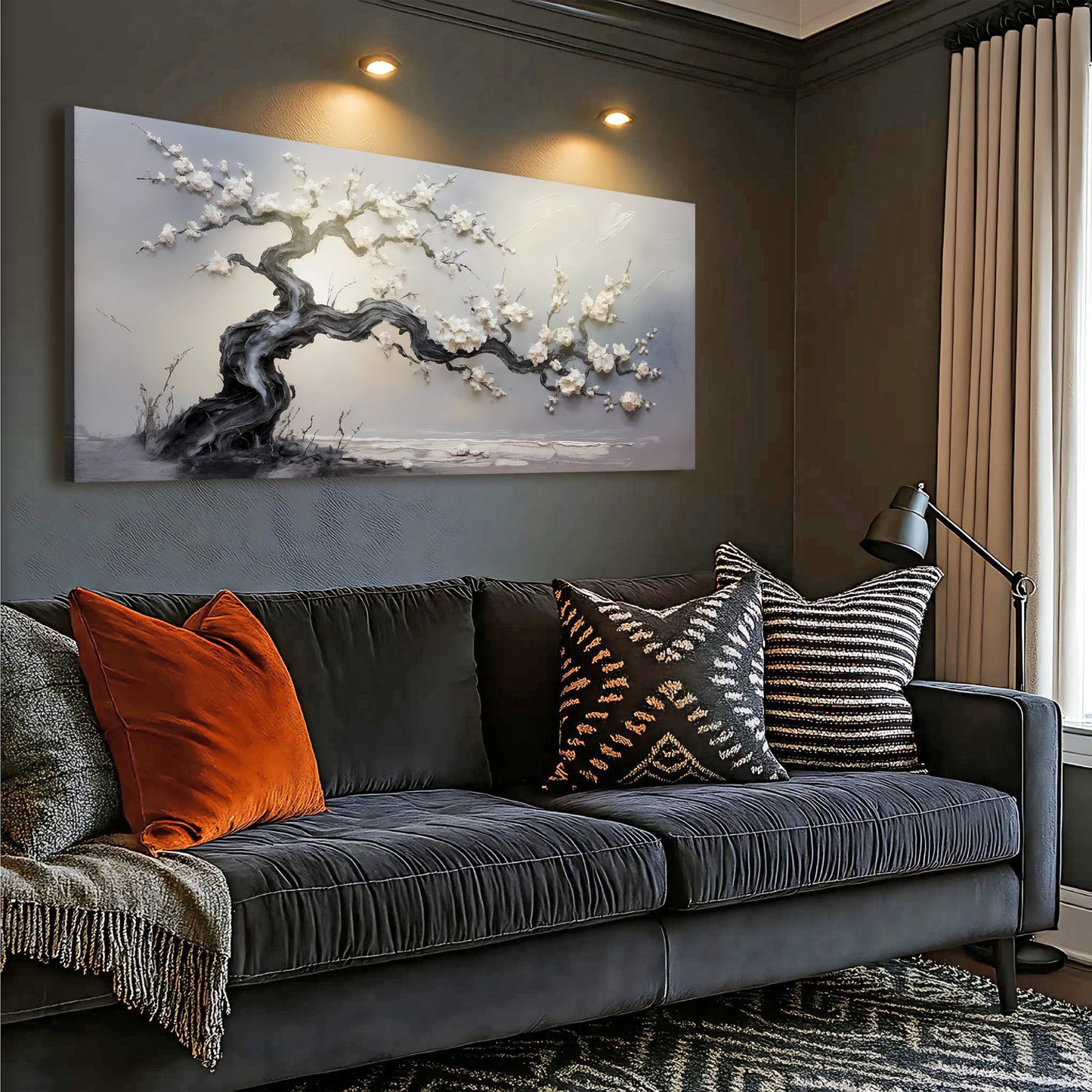 White Blossom Serenity – Textured Modern Tree Wall Art