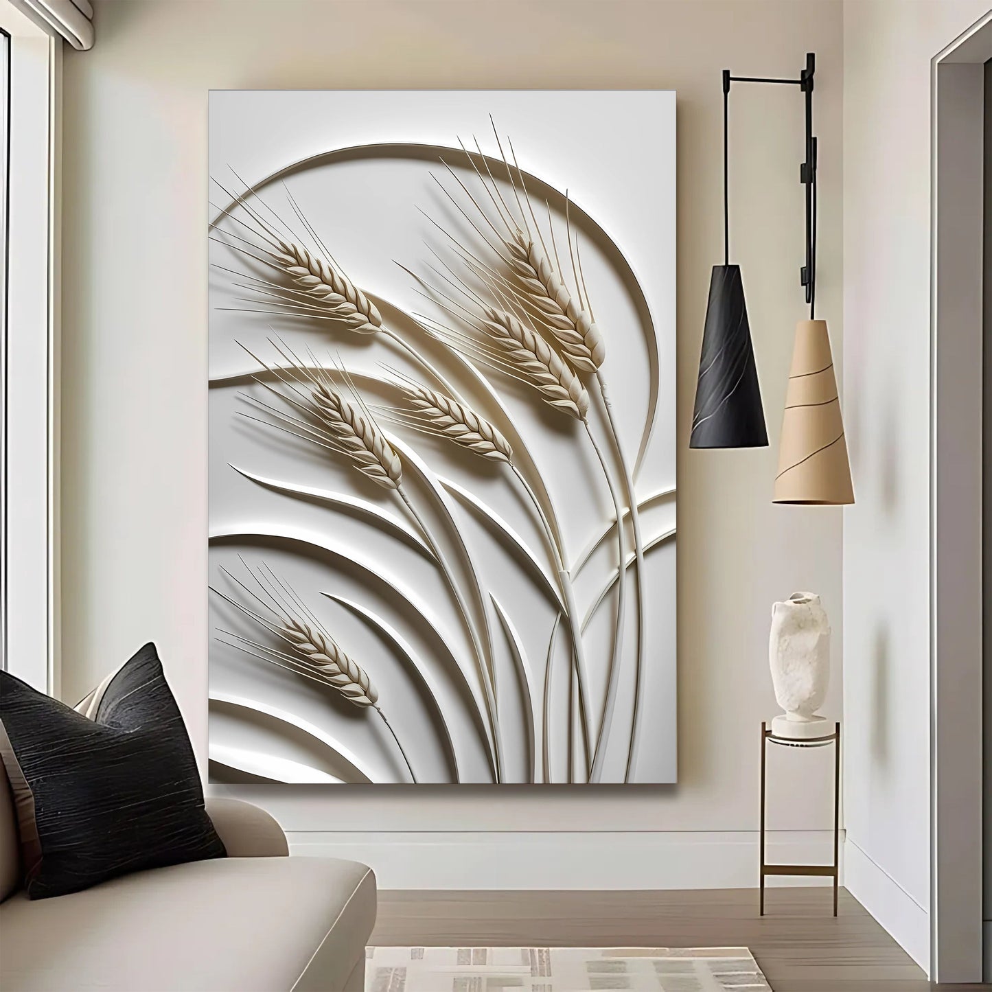 Golden Wheat Relief – 3D Minimalist Wall Art
