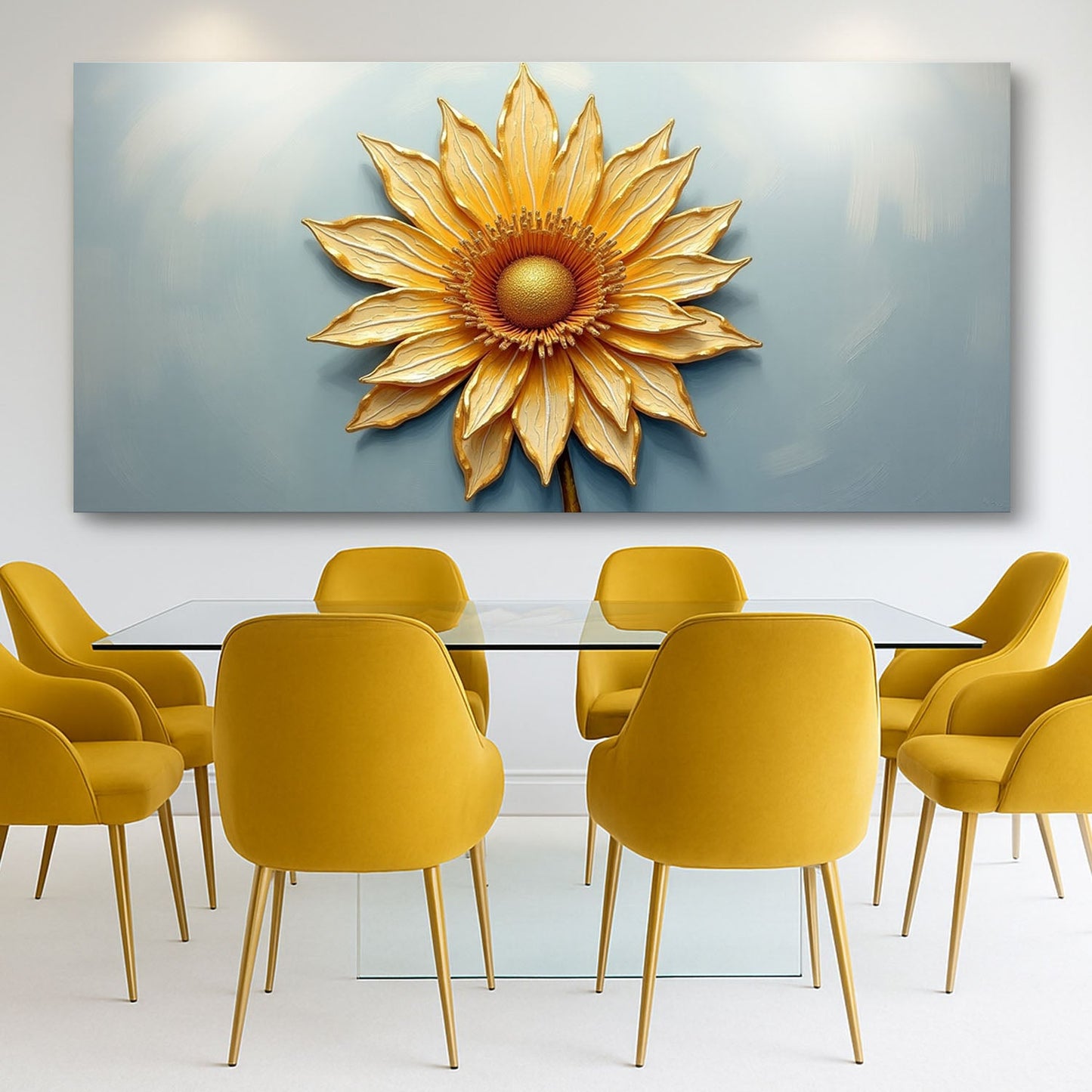 Golden Dandelion Bloom — Minimalist Botanical Canvas Wall Art